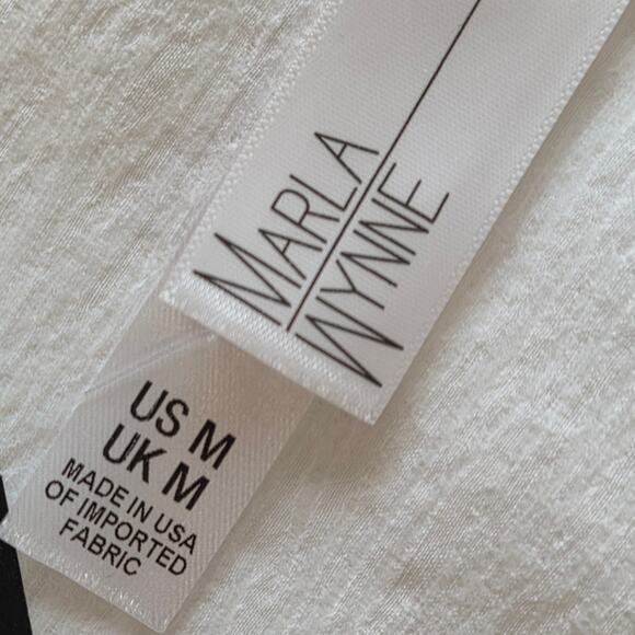 Marla Wynne New White Crinkle Button Front Blouse Tunic Cotton Stretch USA Sz M - Picture 4 of 10